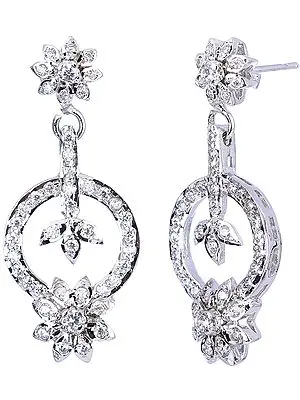 One Circle Dangle Faceted Cubic Zirconia Earrings