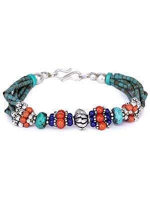 Lapis Lazuli, Coral and Turquoise Ethnic Sun Pendant Necklace | Exotic ...