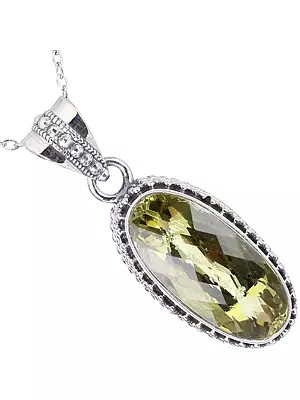 Oval Citrine Pendant Necklace in Sterling Silver
