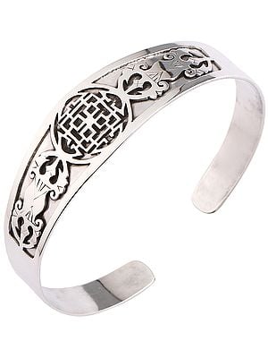 Double Dorje Cuff Bracelet with Infinity Knot from  Nepal (Adjustable Size)
