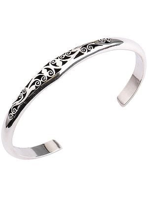 Sterling Silver Designer Cuff Bracelet from Nepal (Adjustable Size)