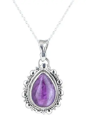 Chakra Sterling Silver Pendant with Tear-drop Gemstone