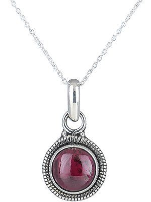 Sterling Silver Pendant with Round Gemstone