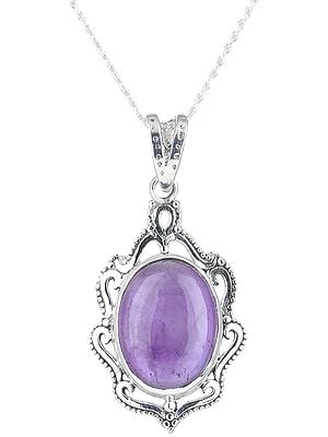 Sterling Silver Pendant with Oval Gemstone