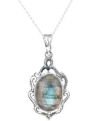 Sterling Silver Pendant with Oval Gemstone