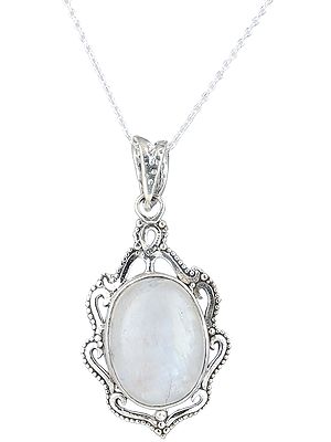 Sterling Silver Pendant with Oval Gemstone