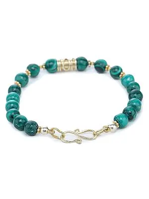 Gold-Plated Sterling Silver Bracelet with Malachite Beads
