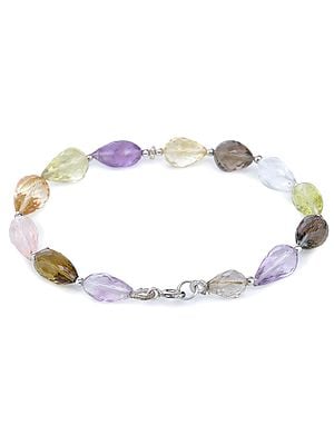 Multi-Stone Faceted Bracelet with Sterling Silver Beads