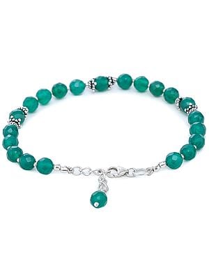 Green-Onyx Bracelet with Sterling Silver Beads