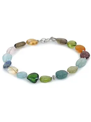 Multi-Color Stone Bracelet with Sterling Silver