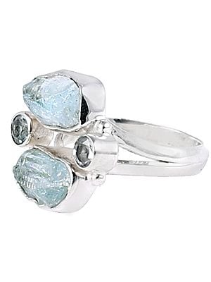 Rugged Precious Gemstone Ring with Sterling Silver
