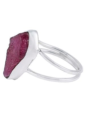 Rugged Amethyst Stone Ring with Sterling Silver