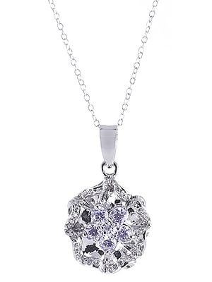 Sterling Silver Cubic Zirconia Pendant Studded with Gemstones