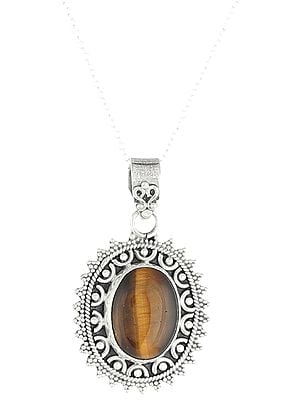 Sterling Silver Pendant with Tiger-Eye Stone