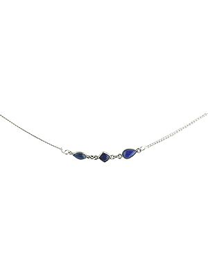 Sterling Silver Necklace with Lapis Lazuli Stones