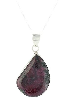 Sterling Silver Pendant with Ruby-Ziosite Gemstone