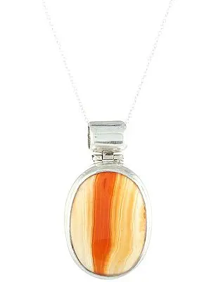 Sterling Silver Pendant with Large Carnelian Gemstone
