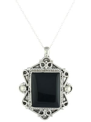 Sterling Silver Pendant with Black-Onyx Gemstone