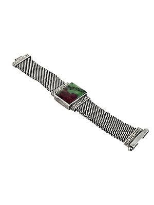 Ruby-Ziosite Studded Sterling Silver Chain Bracelet