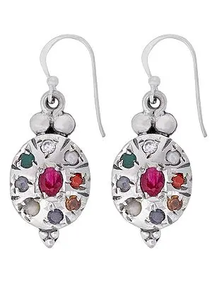 Sterling Silver Earrings with Navagraha Gemstones