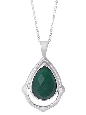 Faceted Gemstone Studded Sterling Silver Pendant