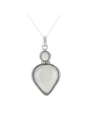 Sterling Silver Pale Chalcedony Stoned Pendant