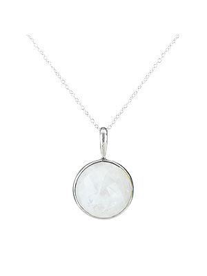 Sterling Silver Pendant with Faceted White Agate Stone
