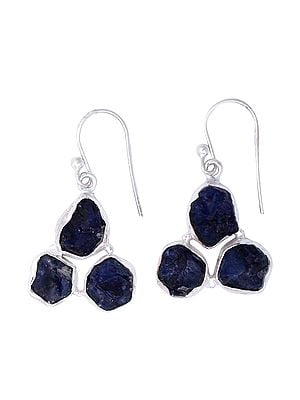 Sterling Silver Earrings with Precious Rugged Gemstone