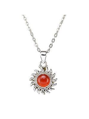 Sterling Silver Sun Pendant with Precious Gemstone