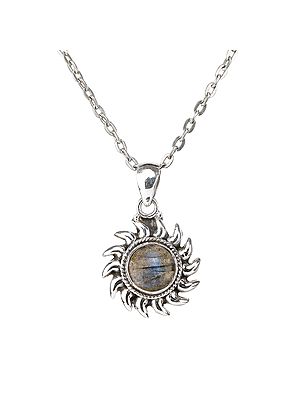 Sterling Silver Sun Pendant with Precious Gemstone