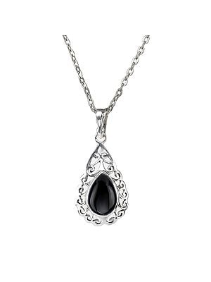Sterling Silver Pendant with Drop Shaped Gemstone