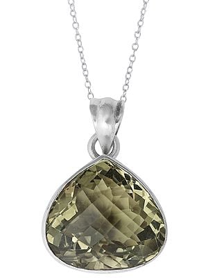 Large Faceted Citrine Stone Studded in Sterling Silver Pendant