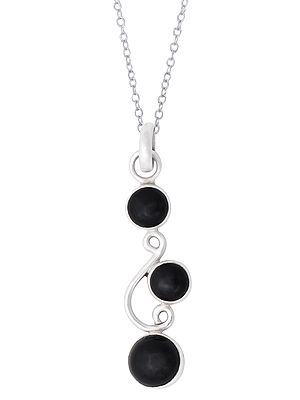 Sterling Silver Pendant with Black Onyx Trio