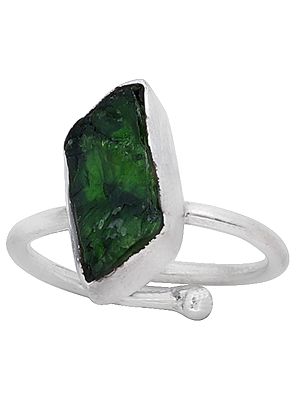 Rugged Precious Gemstone Studded Sterling Silver Ring (Adjustable)