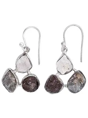 Rugged Gemstone Earrings Made in Sterling Silver