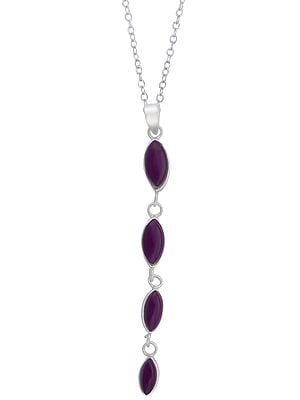 Purple Stone Studded Sterling Silver Pendant