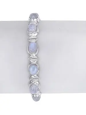 Sterling Silver Attractive Bracelet with Rainbow Moonstone