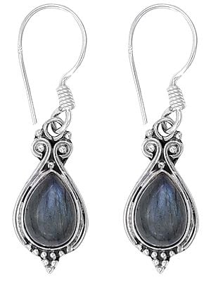 Drop Shaped Designer Gemstone Earrings Made in Sterling Silver