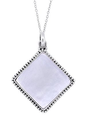 Big Sterling Silver Pendant Studded with Mother of Pearl