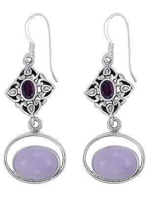 Sterling Silver Earrings with Gemstone Dangle