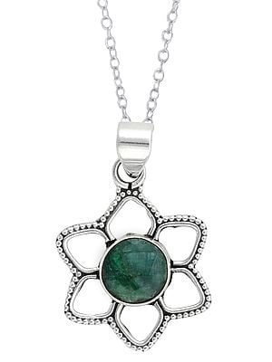 Sterling Silver Pendant Studded with Faceted Precious Gemstone