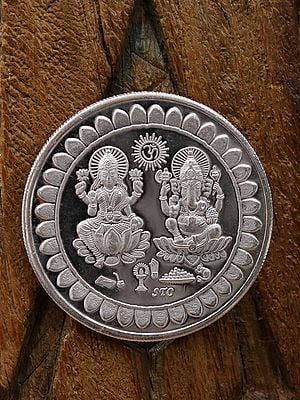Lakshmi Ganesha Silver Coin | Jewelry with Hindu Symbols and Icons