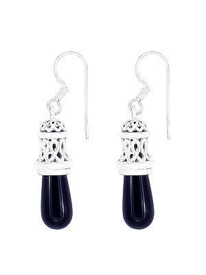 Graceful Sterling Silver Earrings Studded with Gemstone