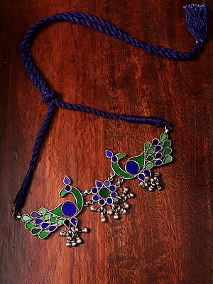 Sterling Silver Peacock Design Choker Necklace