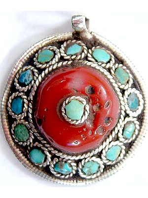 Antiquated Coral Turquoise Pendant