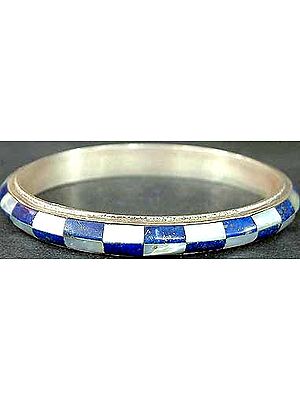 Bangle with Inlay of Lapis and Shell