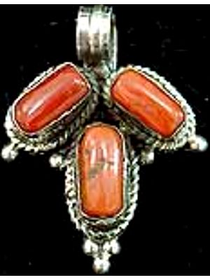 Coral Maple Leaf Pendant