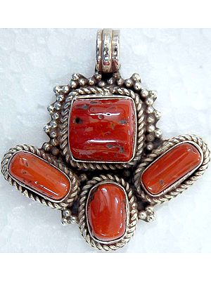 Coral Maple Leaf Pendant