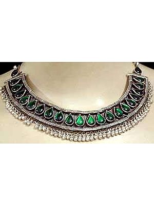 Cut Glass Silver Necklace