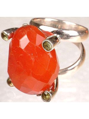 Faceted Carnelian Ring